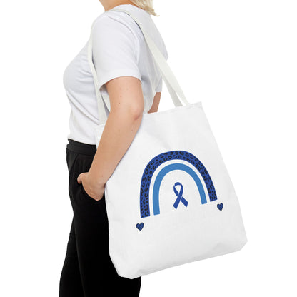 Blue Awareness Ribbon Rainbow Tote Bag – Support & Hope Everyday Tote