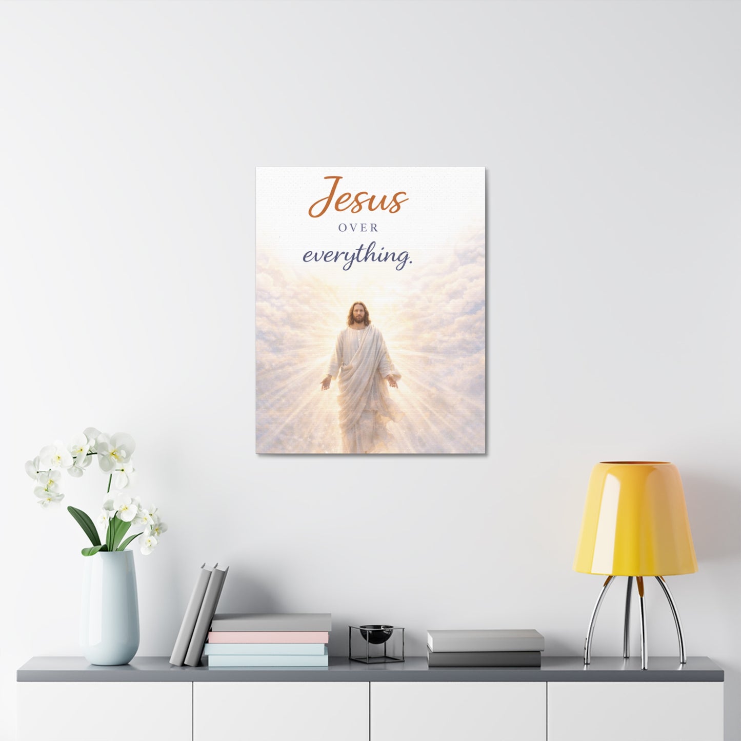 Jesus Over Everything Stretched Canvas — Religious Wall Art Christian Inspirational Decor