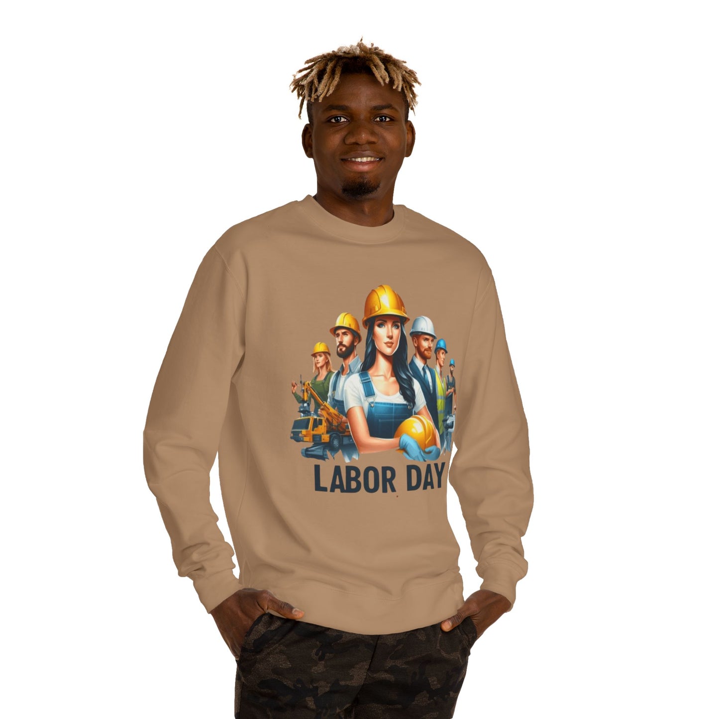 Labor Day Crewneck Sweatshirt — Construction Workers Graphic
