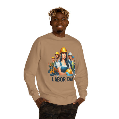 Labor Day Crewneck Sweatshirt — Construction Workers Graphic