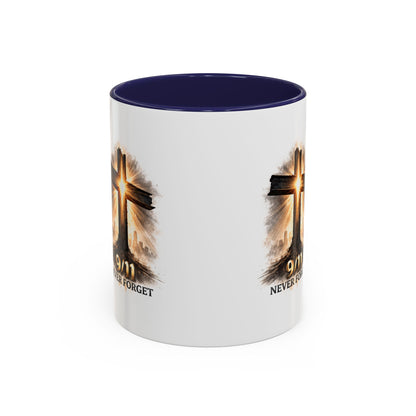 9/11 Never Forget Coffee Mug — Religious Memorial Accent Mug