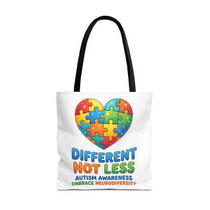 Autism Awareness Tote — "Different Not Less" Puzzle Heart