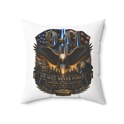 9/11 Memorial Eagle Pillow — "We Will Never Forget" Tribute Accent Pillow