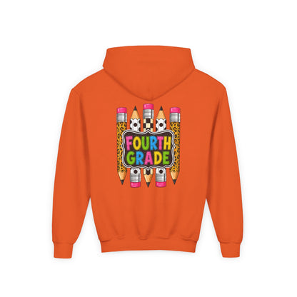 Fourth Grade Kids Hoodie — Colorful Pencil School Sweatshirt