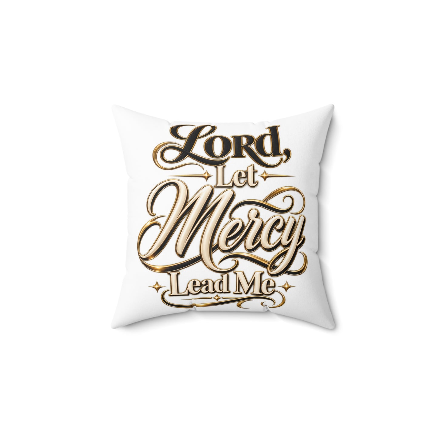 Spun Polyester Pillow — "Lord, Let Mercy Lead Me" Religious Decorative Throw Pillow