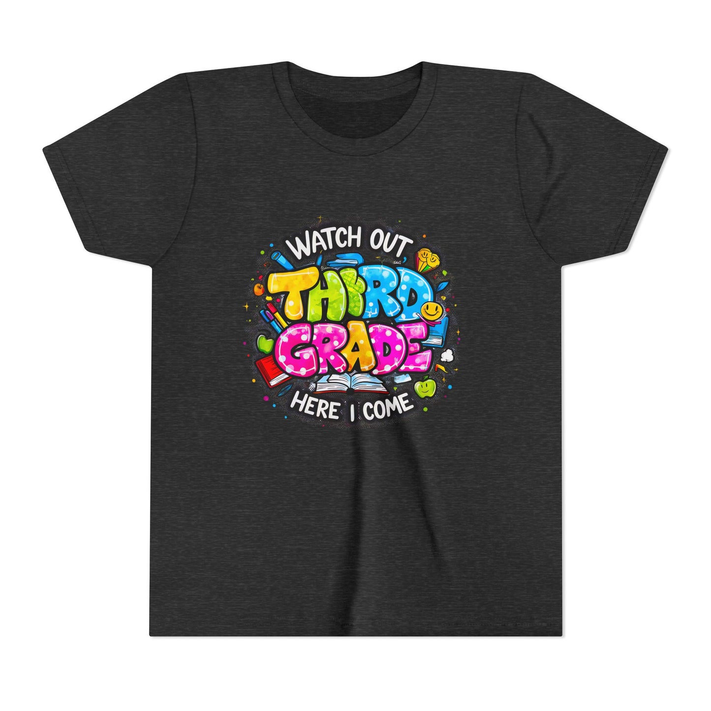 Third Grade Kids T‑Shirt — "Watch Out Third Grade Here I Come" Back-to-School Tee