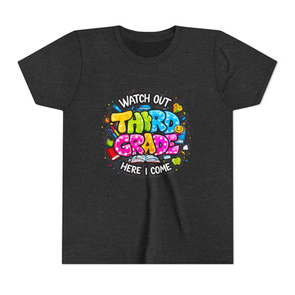 Third Grade Kids T‑Shirt — "Watch Out Third Grade Here I Come" Back-to-School Tee