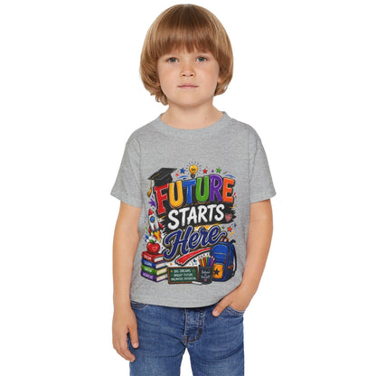 Toddler T-Shirt — "Future Starts Here" Back-to-School Graphic Tee