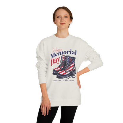 Memorial Day Flag Combat Boots Sweatshirt — Honoring All Who Served