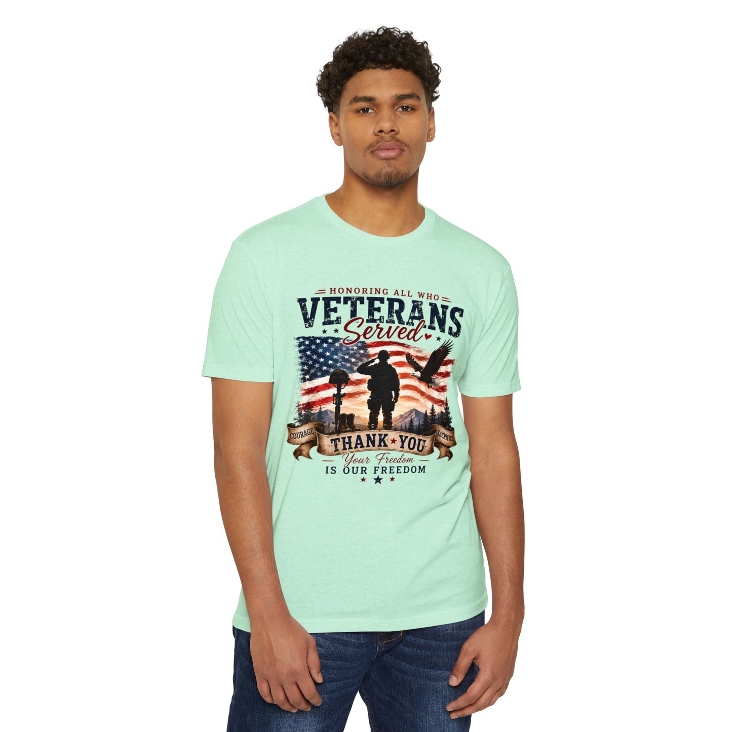 Veterans Served T‑Shirt — Honoring All Who Served, Thank You USA Flag Tribute