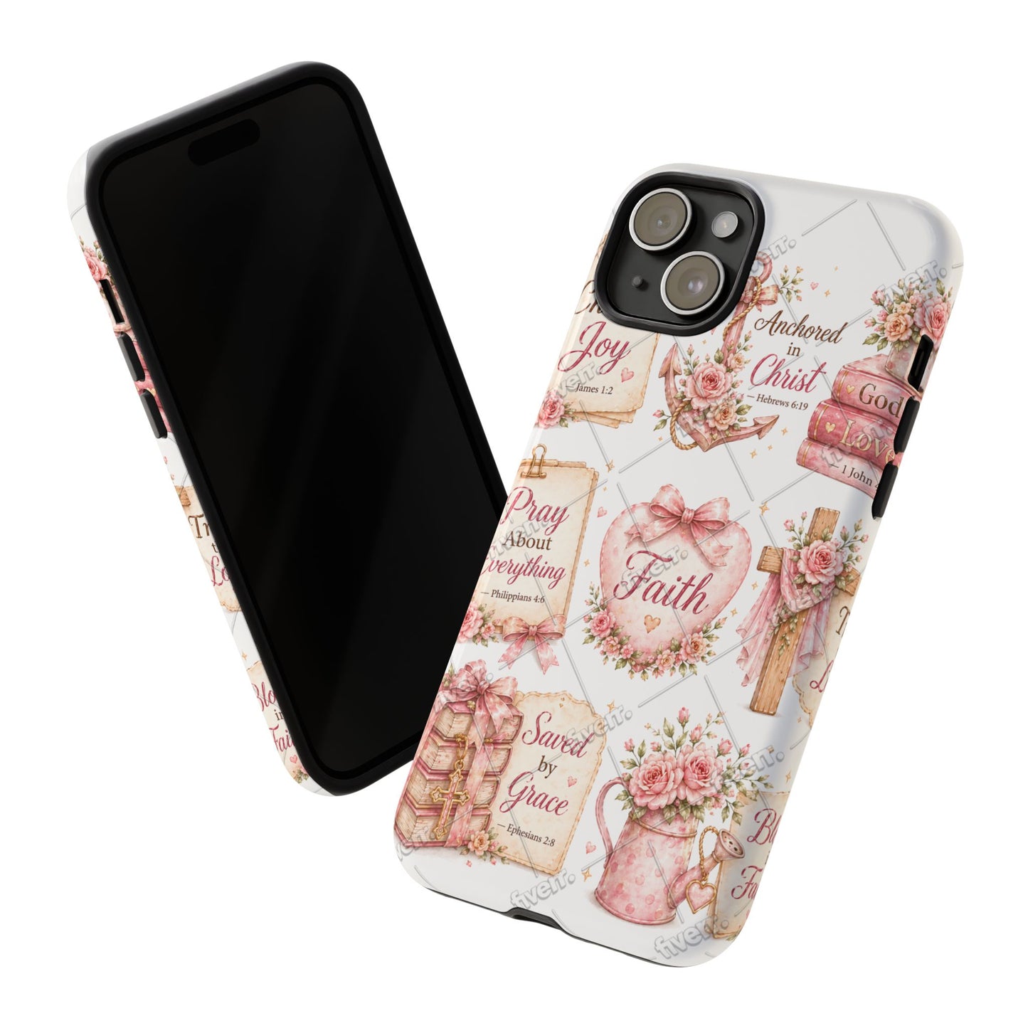 Faith Floral Phone Case – Christian Inspirational Scripture iPhone Cover (Choose Joy, Pray, Faith)