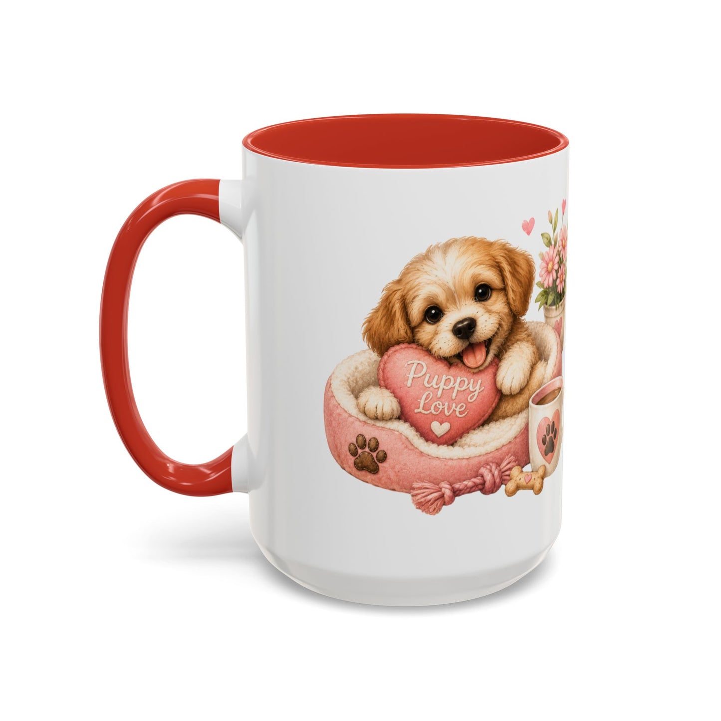 Puppy Love Coffee Mug — Cute Dog Heart Accent Mug (11/15oz)