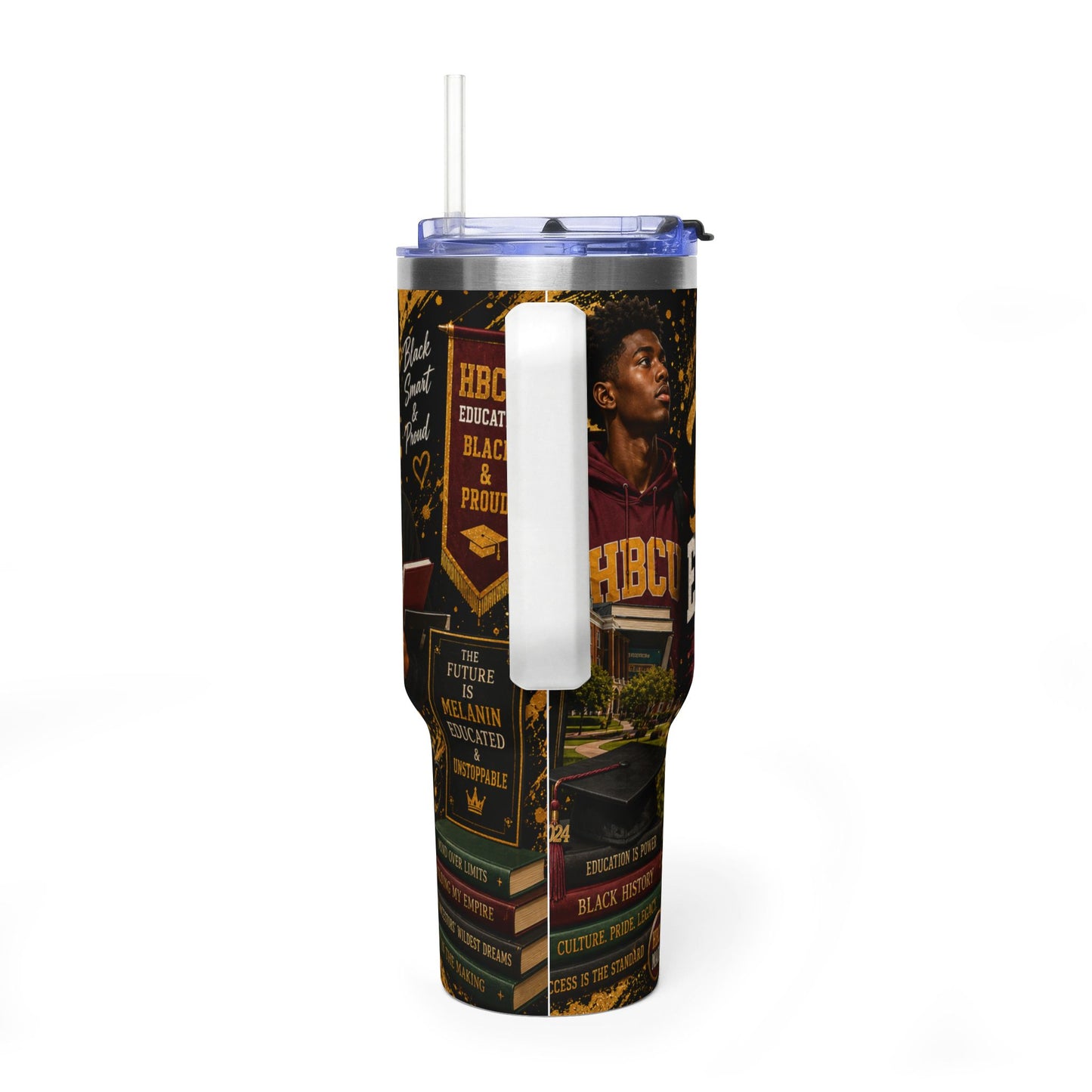 40oz Vacuum Tumbler – “Black Excellence Starts Here” Insulated Travel Cup