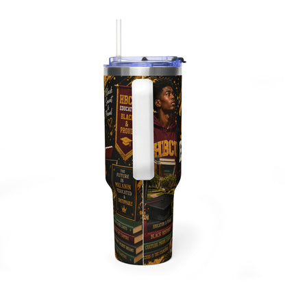 40oz Vacuum Tumbler – “Black Excellence Starts Here” Insulated Travel Cup