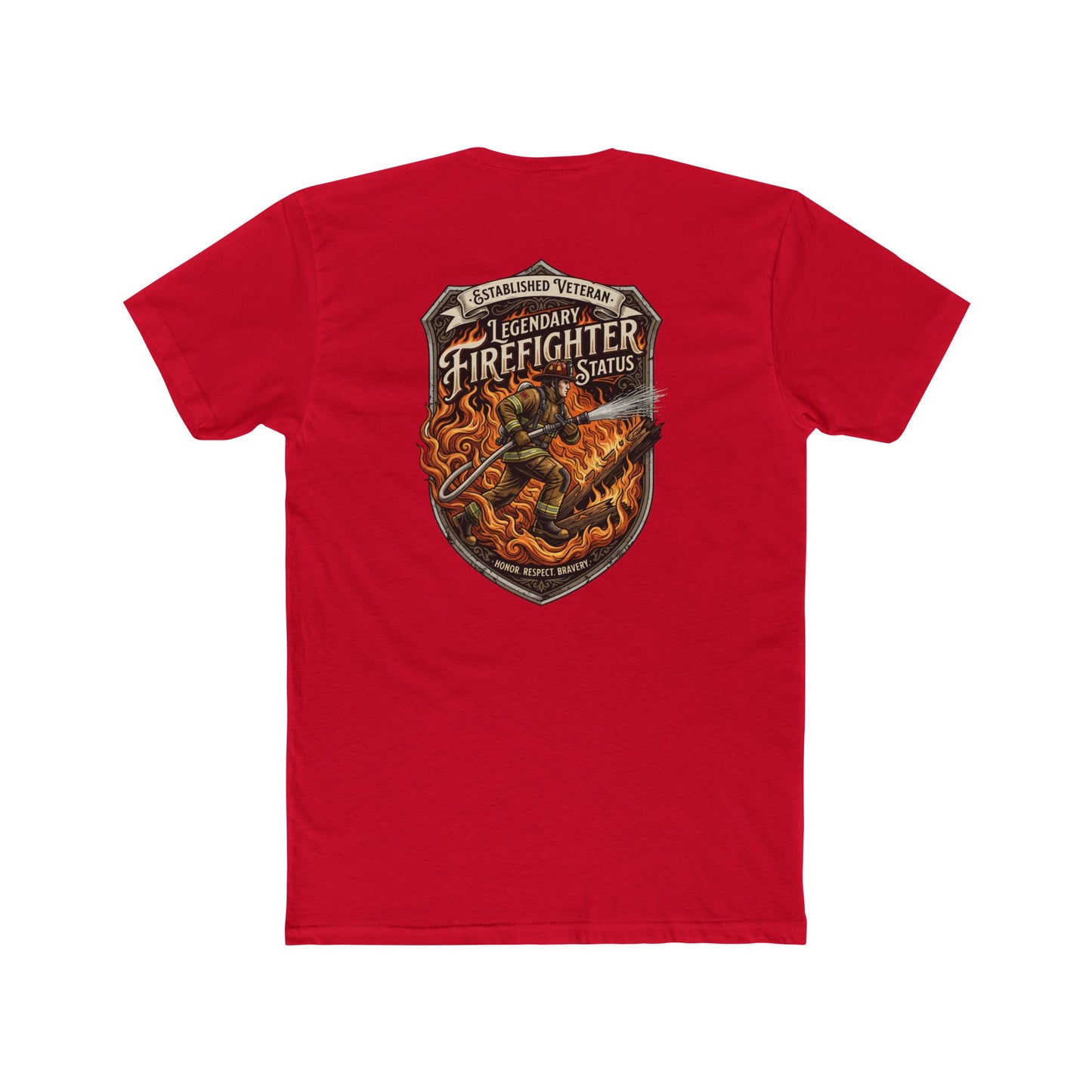 Firefighter Badge T-Shirt — Legendary Firefighter Status Graphic Tee
