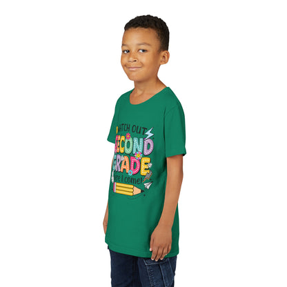 Second Grade Kids T‑Shirt – "Watch Out Second Grade Here I Come" Back‑to‑School Tee