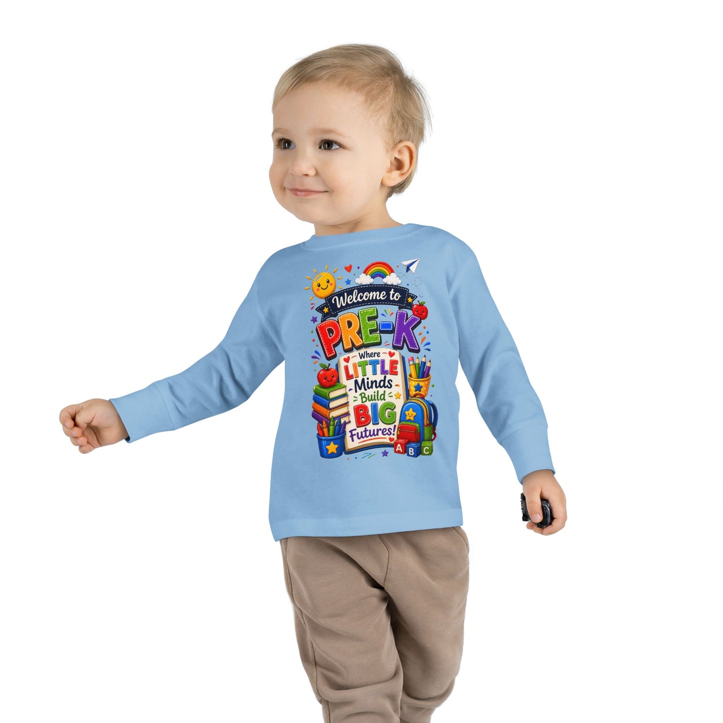 Pre-K Toddler Long Sleeve Tee – "Welcome to Pre-K Where Little Minds Build Big Futures"