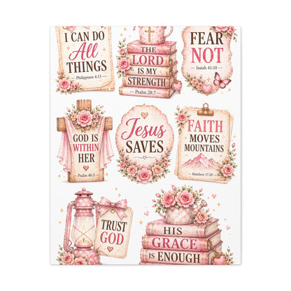Christian Wall Art Canvas - 'Jesus Saves' Floral Faith Collage