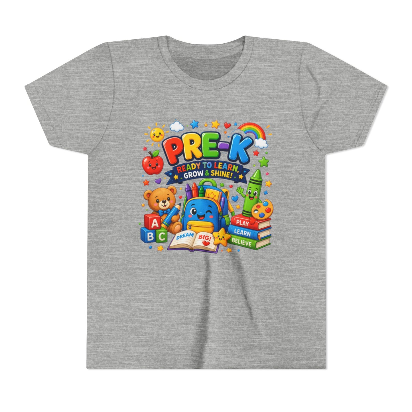Pre-K Ready To Learn Kids T-Shirt — Colorful Preschool Back-to-School Tee