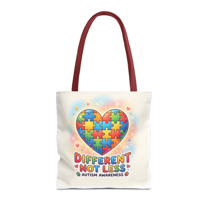 Autism Awareness Tote Bag — "Different Not Less" Puzzle Heart Design
