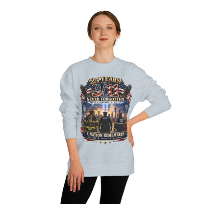 9/11 Never Forgotten Crewneck Sweatshirt — 25 Years Memorial Tribute
