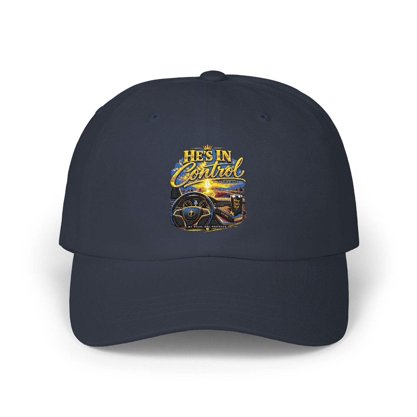 Dad Cap – 'He's In Control' Vintage Car Embroidered Baseball Hat