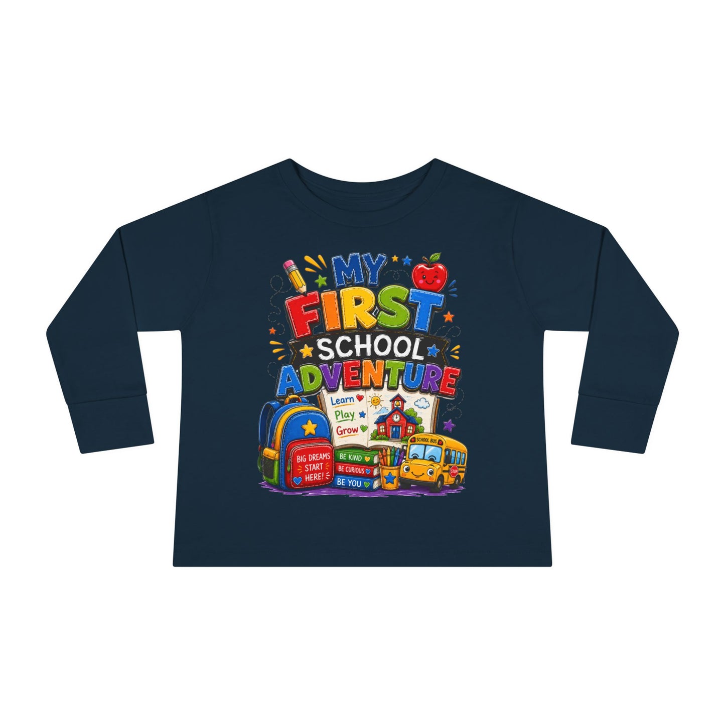 My First School Adventure Toddler Long Sleeve Tee