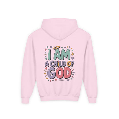 Youth Hoodie — "I Am a Child of God" Inspirational Kids Hooded Sweatshirt