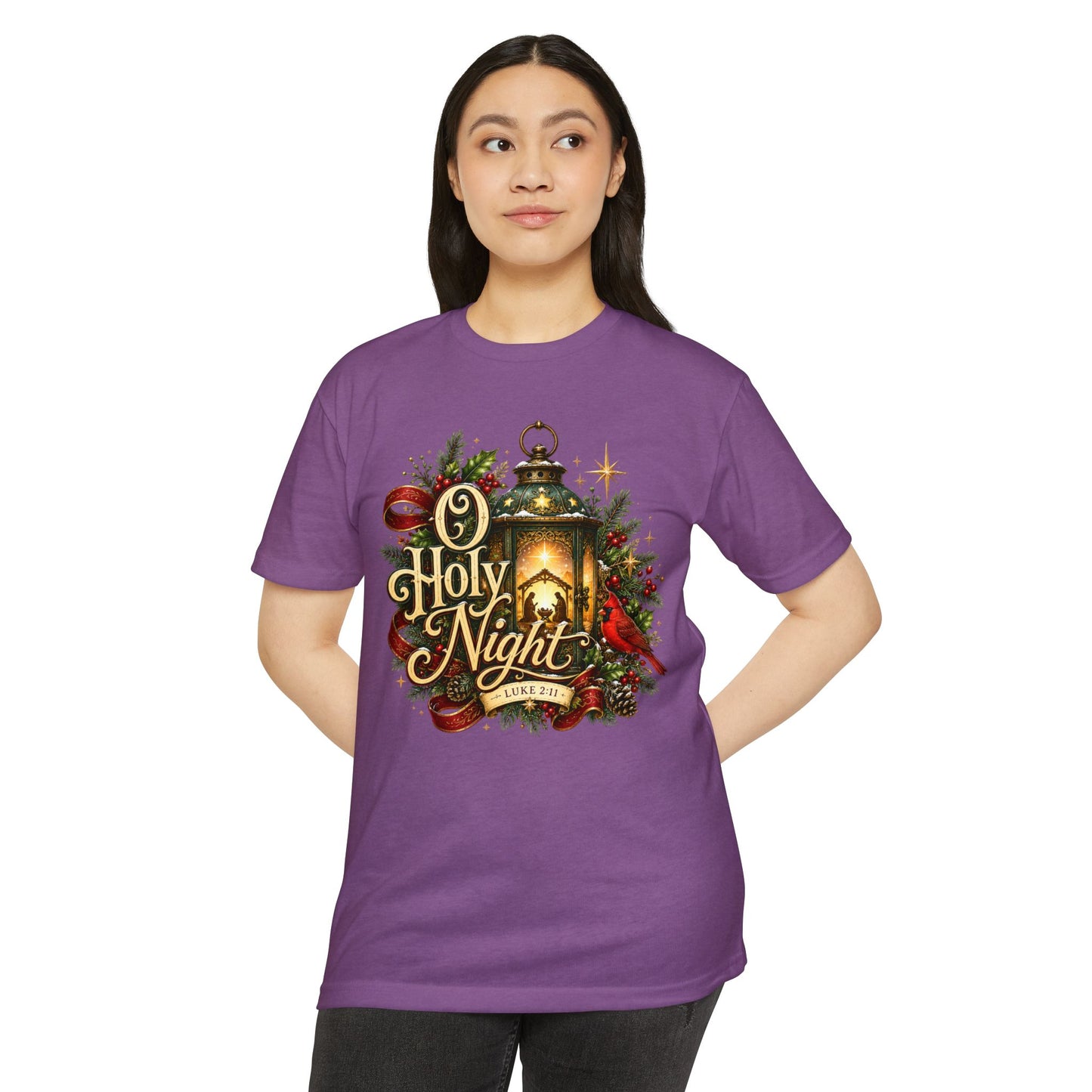 O Holy Night Lantern Christmas T-Shirt — Nativity Carol Holiday Tee