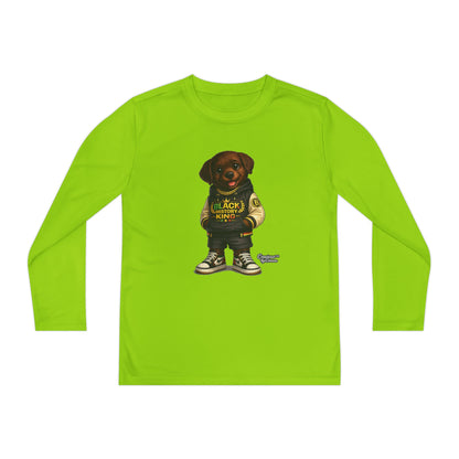 Youth Long Sleeve Tee — 'Lil Black Lab' Cute Puppy Graphic Shirt