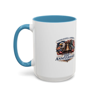 250th Anniversary Accent Coffee Mug — Patriotic United States Bell & Eagle Design (11/15 oz)