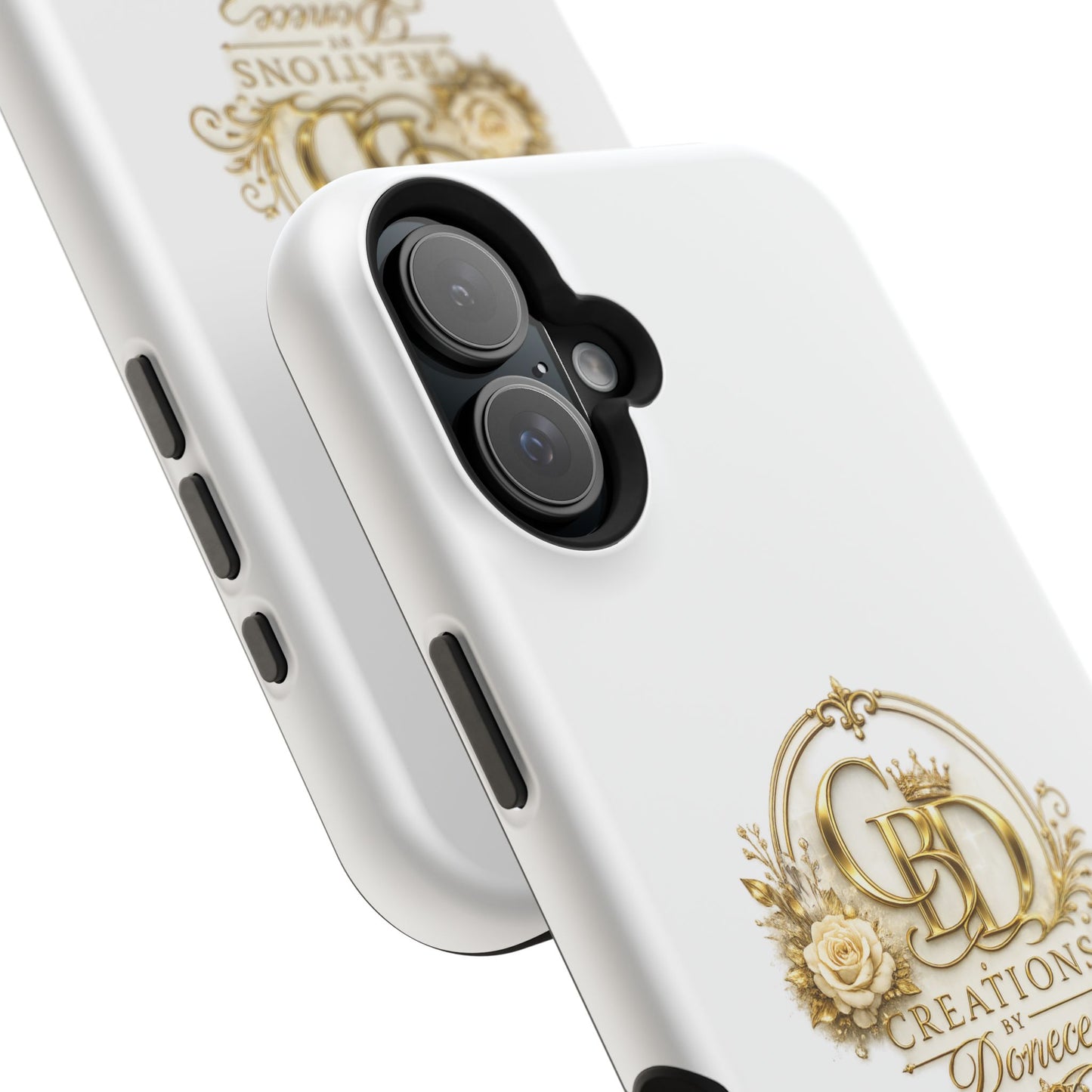 Magnetic Impact-Resistant Phone Case — Gold Floral Crest Logo