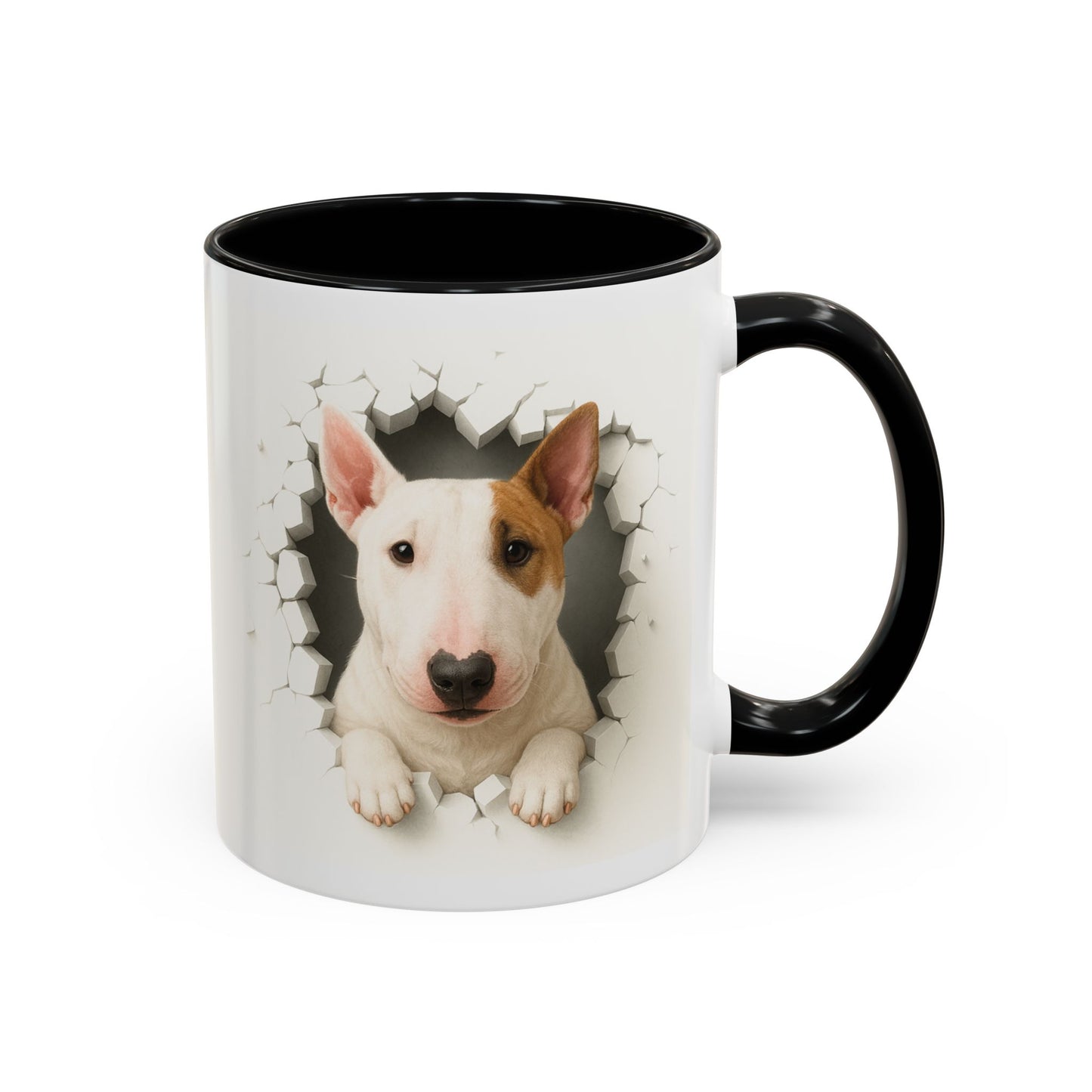 Bull Terrier Coffee Mug — Cute Dog Peeking Accent Mug (11/15oz)