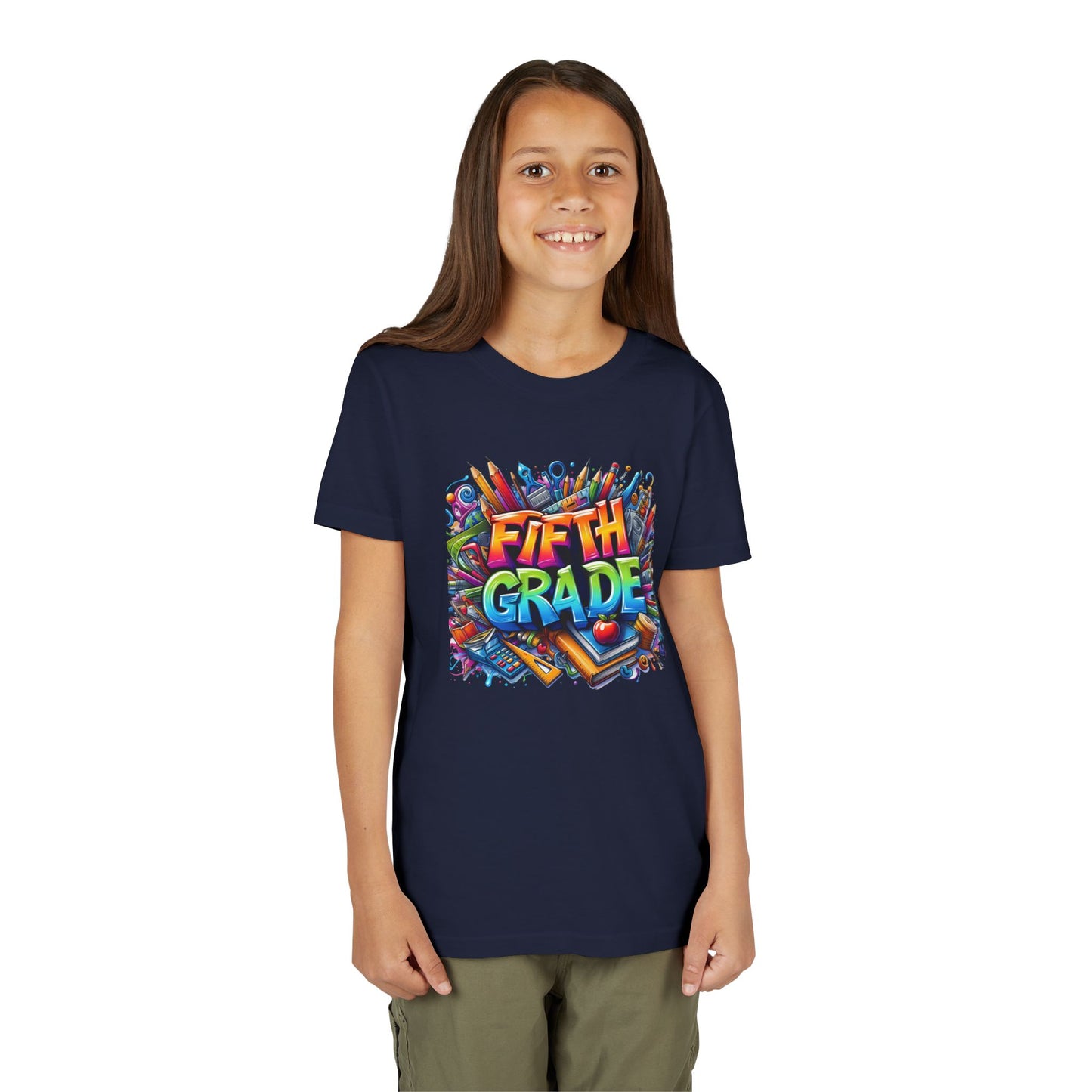 Fifth Grade Kid's Tee - Colorful School Supplies Back to School T-Shirt