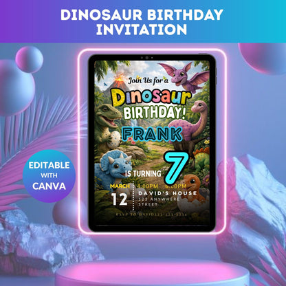 Dinosaur Birthday Invitation | Editable Dino Party Digital Invite Template Product Description