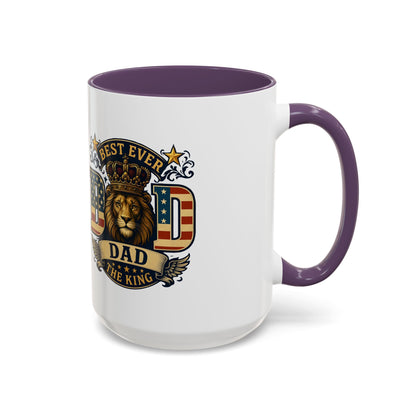Best Ever Dad Coffee Mug — 'Dad the King' Lion Accent Mug (11/15oz)