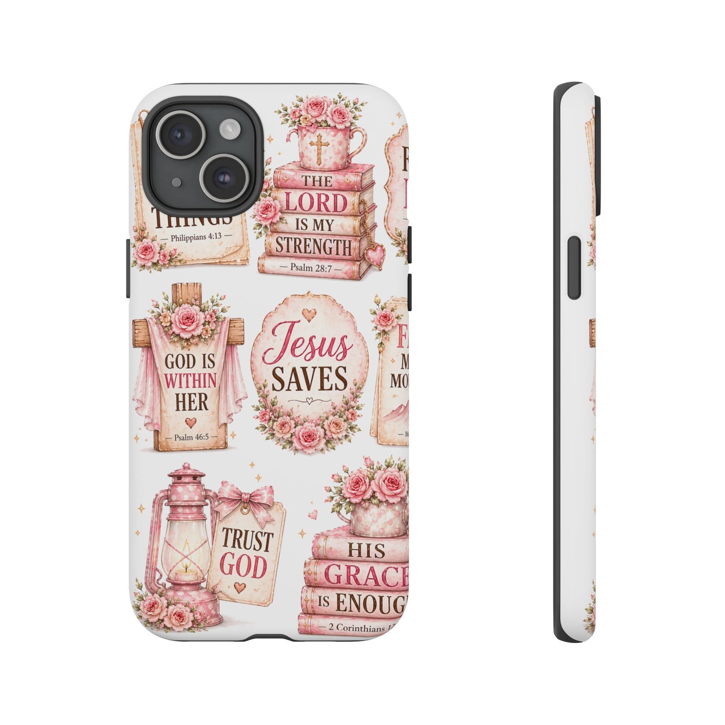 Faith Phone Case — 'Jesus Saves' Floral Christian Scripture iPhone Case