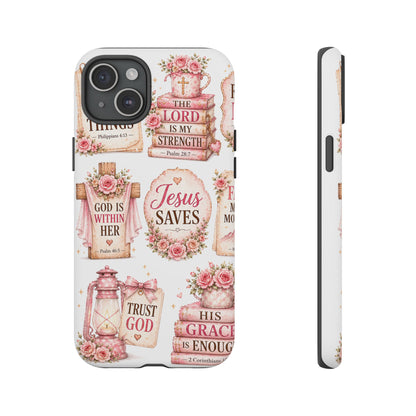Faith Phone Case — 'Jesus Saves' Floral Christian Scripture iPhone Case