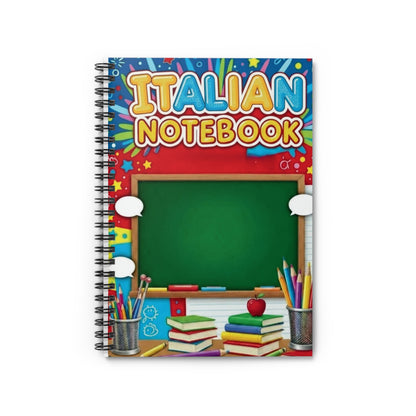 Italian Notebook Spiral Notebook — School Chalkboard Design, Ruled Pages for Students