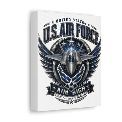 U.S. Air Force 'Aim High' Canvas – Military Jet Emblem Wall Art