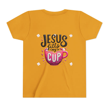 Jesus Fills My Cup Youth Tee — Christian Faith Kids Shirt