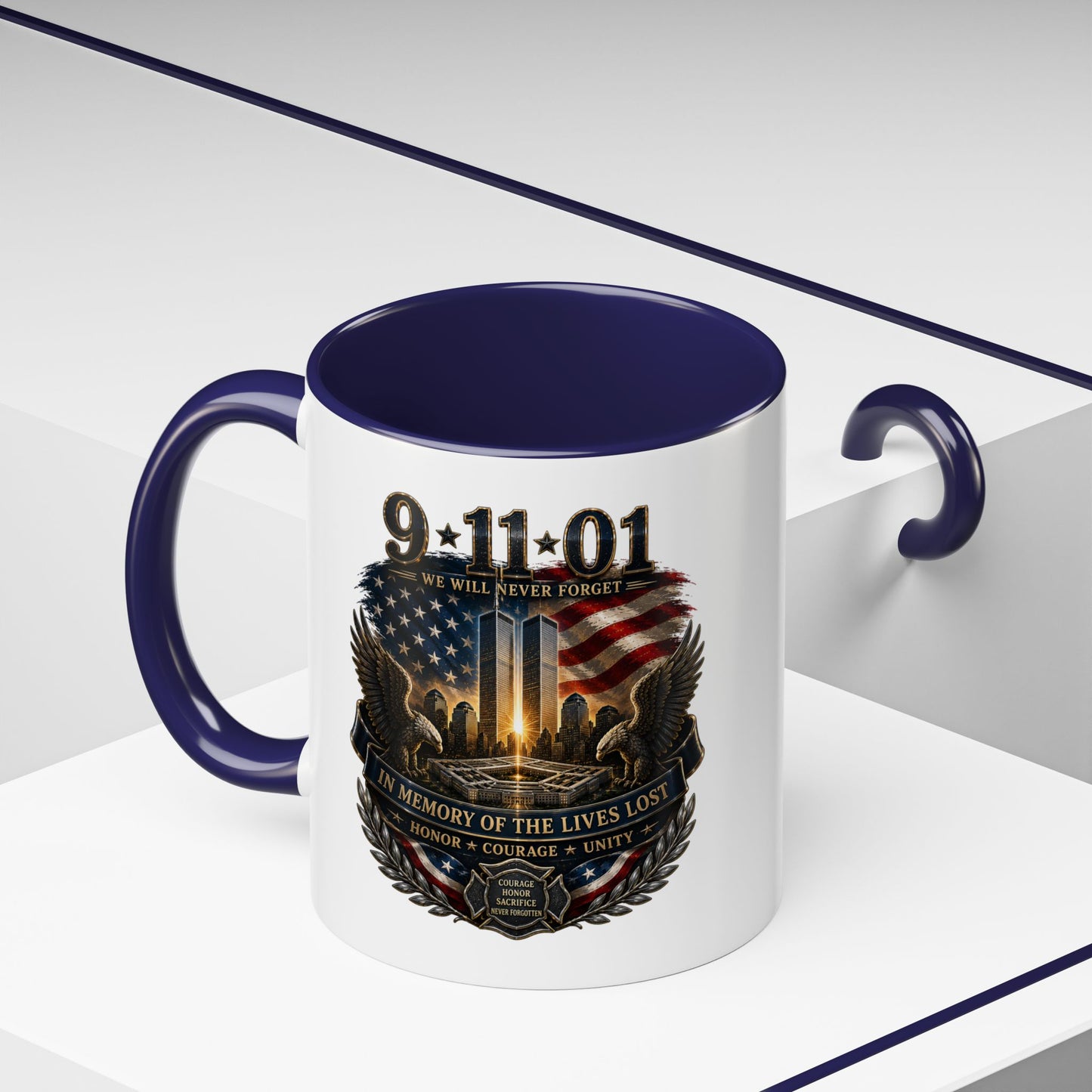9·11 Memorial Coffee Mug — Never Forget Tribute Accent Mug (11/15oz)