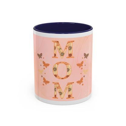 Mom Floral Accent Coffee Mug – Pink Butterfly Mother's Day Gift (11/15oz)