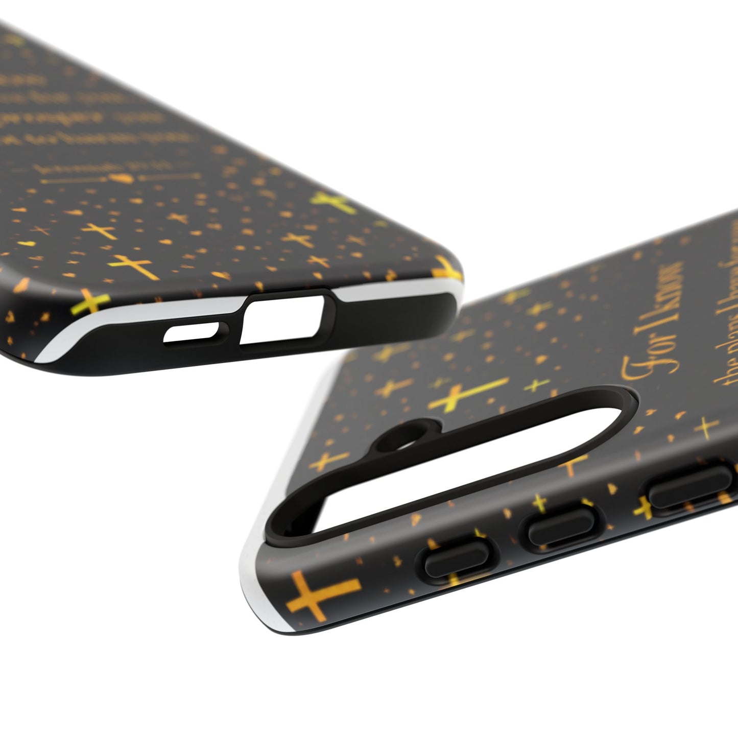 Phone Case — "For I Know" Jeremiah 29:11 Gold Cross Christian Tough Case