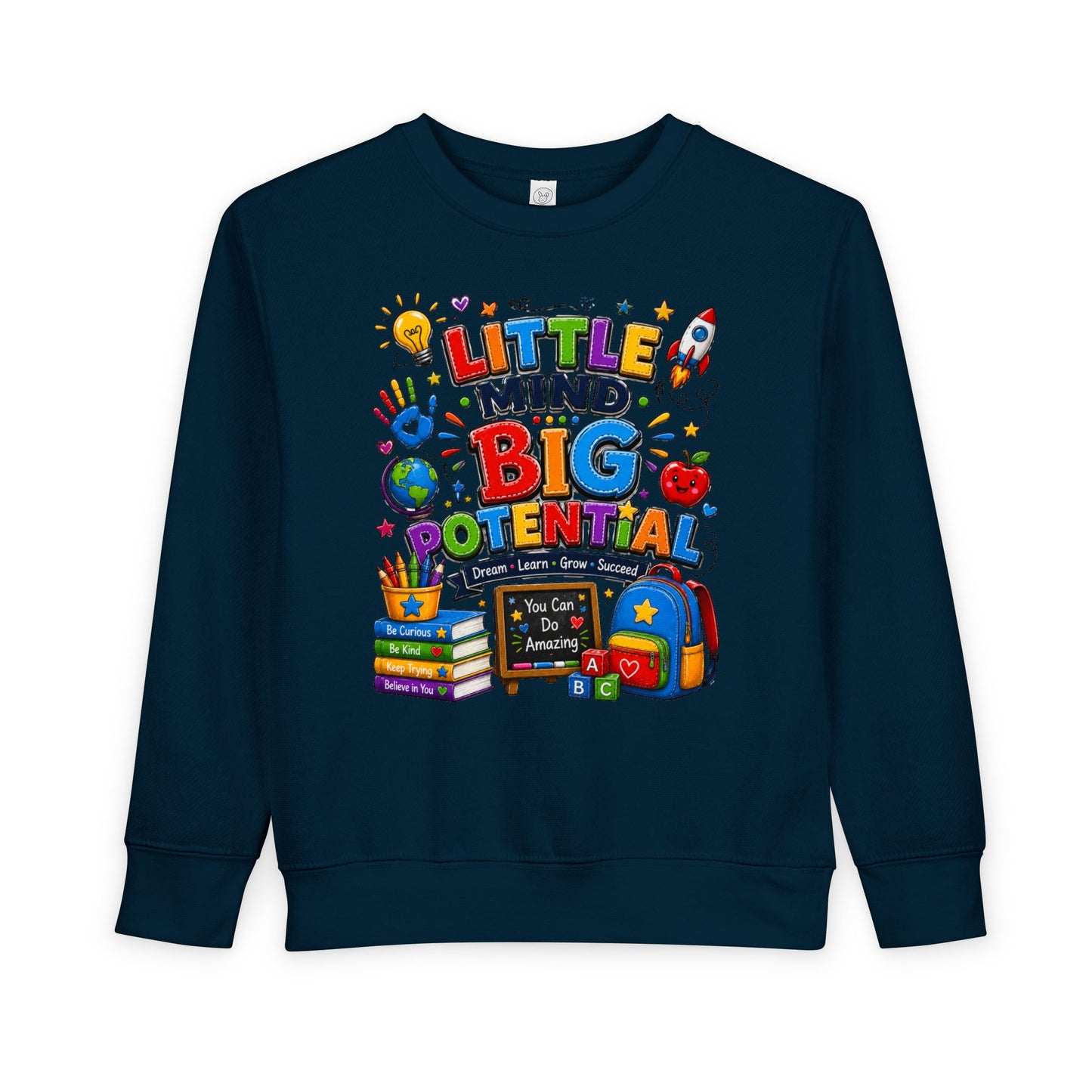 Toddler Sweatshirt — "Little Mind Big Potential" Back-to-School Kids Crewneck