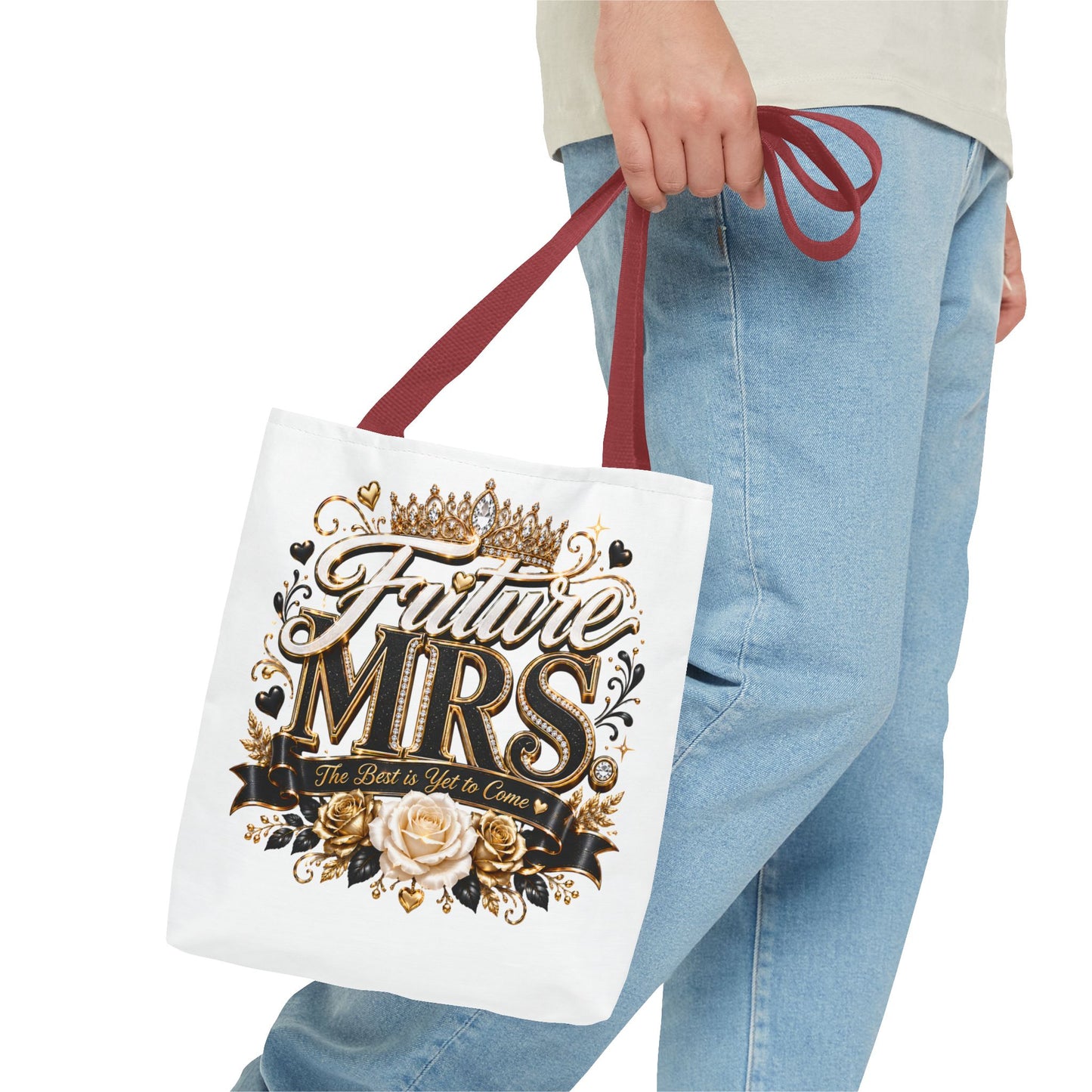 Future Mrs. Tote Bag — Bridal Bachelorette Gift Bag with Gold Crown Design