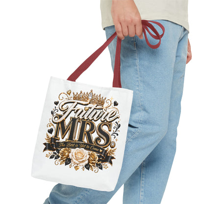 Future Mrs. Tote Bag — Bridal Bachelorette Gift Bag with Gold Crown Design