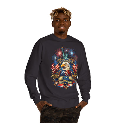 250th Anniversary United States Sweatshirt — Patriotic Eagle, Flags & Fireworks (1776–2026)