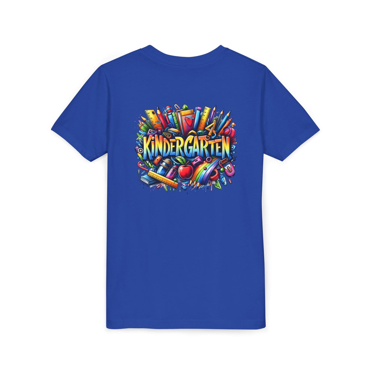 Kindergarten Colorful School Supplies Youth Tee — Back-to-School Kids T-Shirt