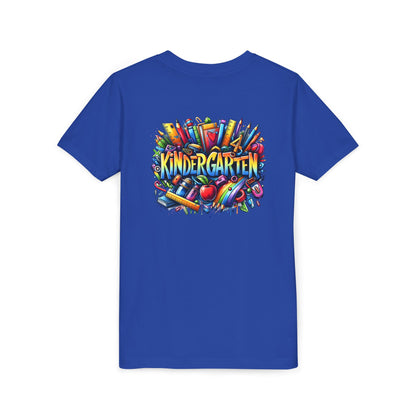 Kindergarten Colorful School Supplies Youth Tee — Back-to-School Kids T-Shirt